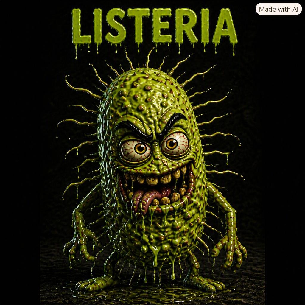 Listeria — grotesque bacteria character illustration