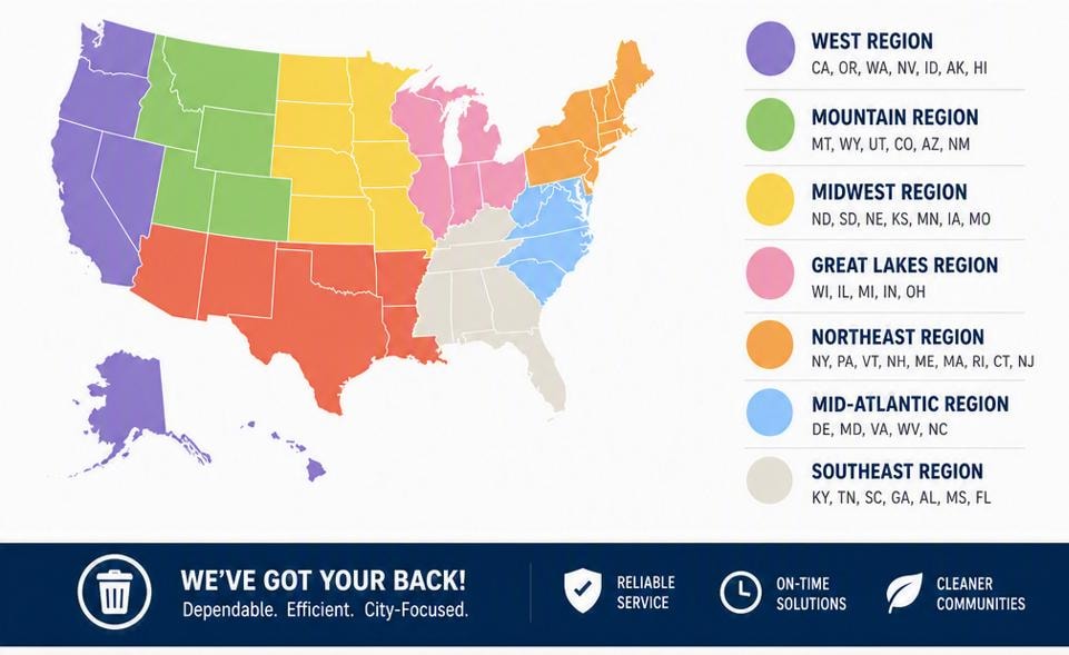 Map of the 8 RBJ U.S. zones